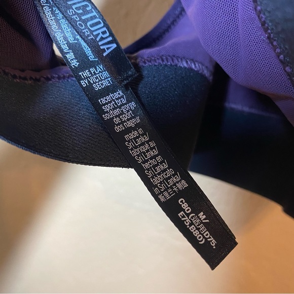 TWO Victoria Sport Spellout Graphic The Player Sports BRA Black White SZ M - Picture 3 of 7